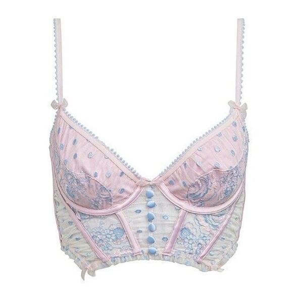 For Love And Lemons Delicate Rose Floral Foil bustier and panty set - Picture 5 of 11